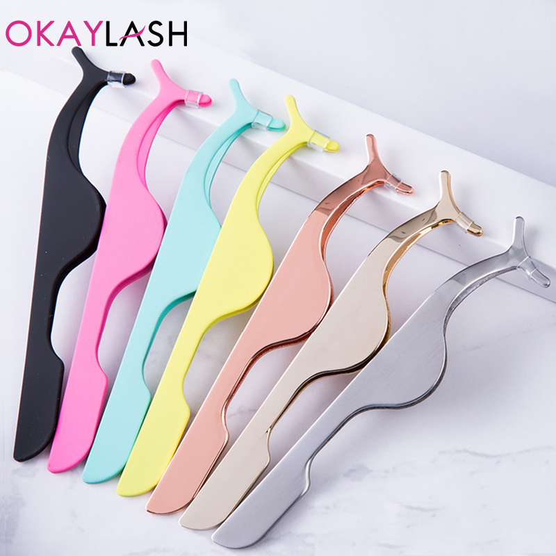 Eyelash Extension Logo - OKAYLASH paslanmaz altın yanlış kirpik cımbız